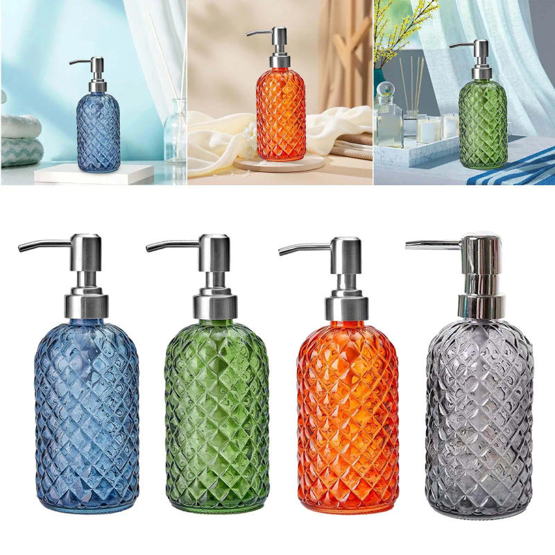 Description Picture 2 of itemGlass Soap Dispenser Lotion Dispensers Delicate Body Wash Dispenser with Rustproof Stainless Steel Pump for Kitchen Bathroom