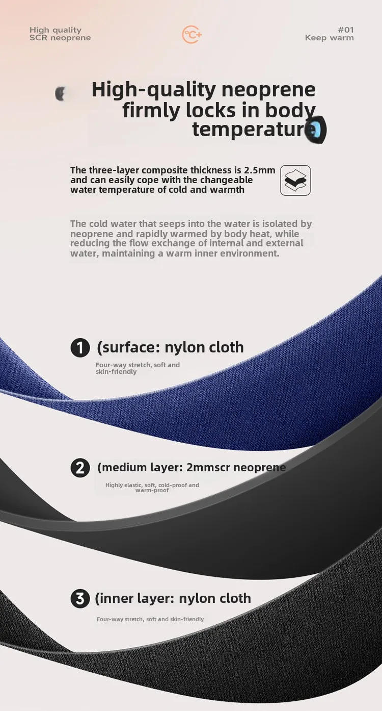 Description Picture 3 of itemTeenage boy Full Wetsuit - 2.5mm Neoprene Diving Suit Keeps Warm Professional conjoined Swimsuit for Swimming Surfing and Beach