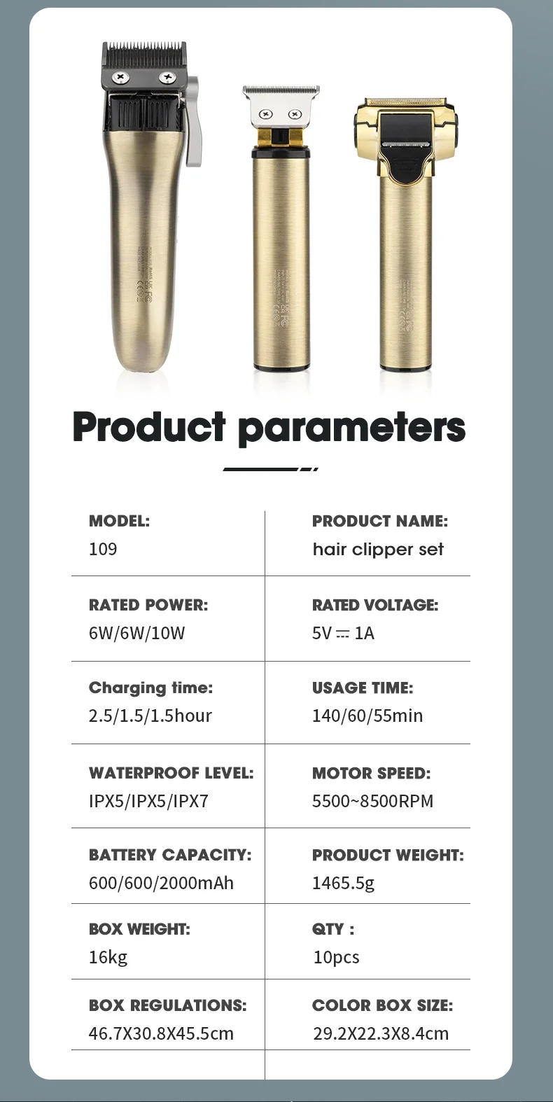 Description Picture 3 of itemResuxi 109  Hair Cutting Machine New Electric Hair Clipper Set  Multi-functional  Family Electric Hair Clipper for Men Razor