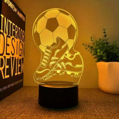 1pc Football 3D Night Light, 3D Optical Illusion Lamp With Touch, 7-Color Changing Ambient Light For Bedroom