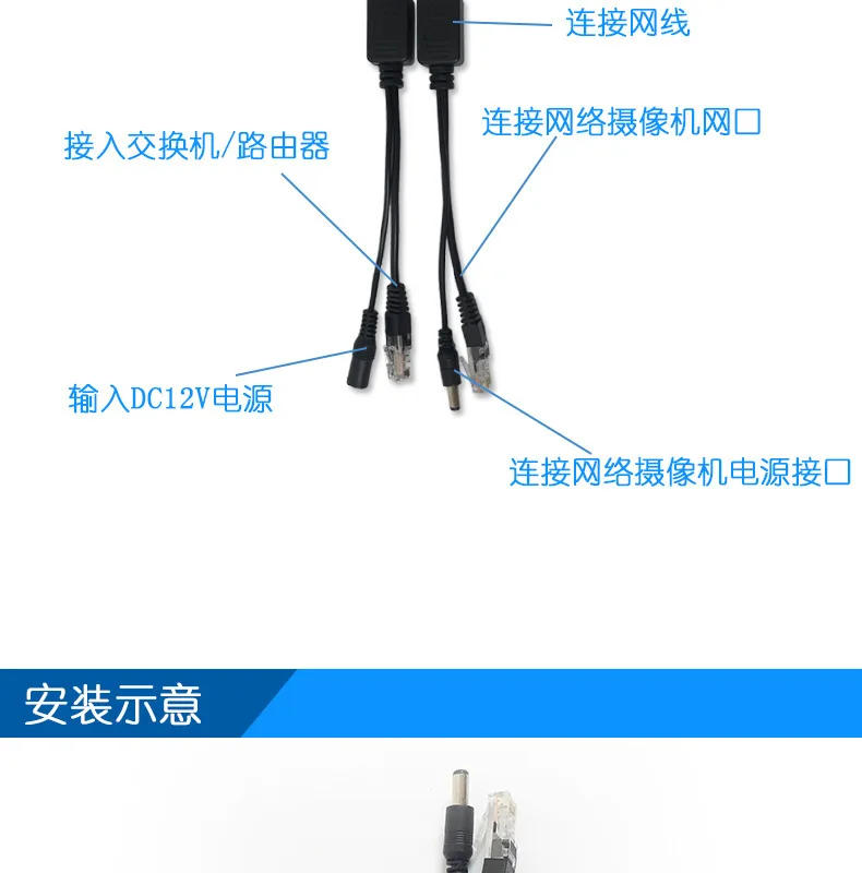 Description Picture 5 of itemPOE Network Centralized Power Supply Module POE Splitter+Synthesizer/Power Connection Cable 12V Monitoring POE Wire Adapter