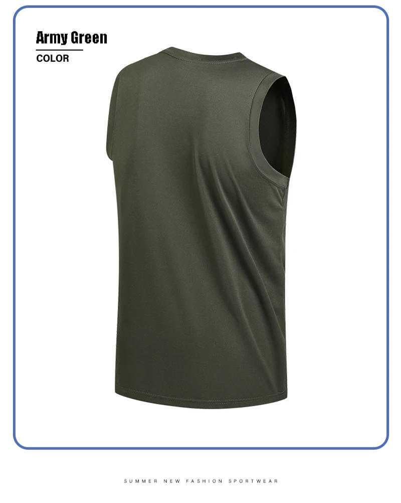 Description Picture 4 of itemSummer New Ice Silk Quick Dry Men's Undershirt Round Neck Sports Leisure Breathable T-Shirt Loose Solid Color Fitness Clothing