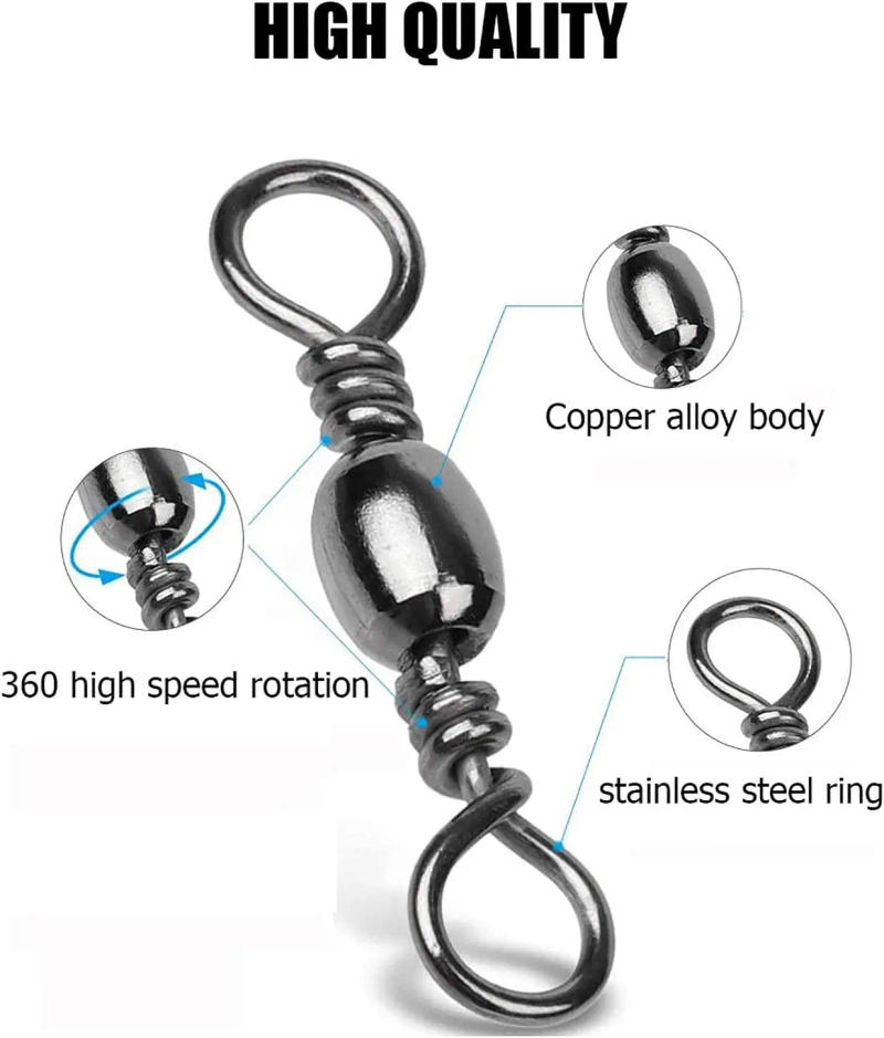 Description Picture 4 of itemGoture 200pcs Fishing Rolling Swivel Snap Drag 16kg-70kg Stainless Steel Fishhooks Barrel Swivel Fishing Tackeles Line Connector