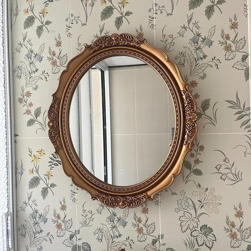 Description Picture 3 of itemNordic Oval Bath Mirrors Retro Art Bathroom Entrance Bathroom Mirrors Creative Hotel Restroom Wall Carved Decorative Mirrors