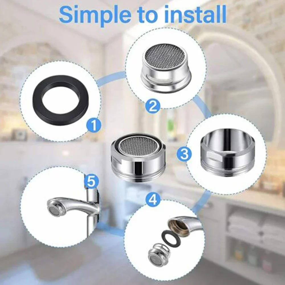 Description Picture 6 of item5pcs Faucet Aerators Water Saving M24 Aerator Faucet Tap Replace Filter Nozzle With Wrench Bathroom Kitchen Faucet Supplies