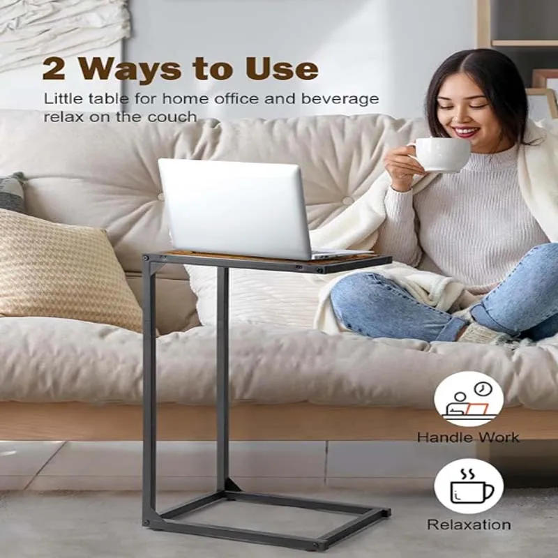 Description Picture 6 of itemSide Table/C Shaped End Table for Couch & Bed, TV Tray for Eating on Couch, Small End Tables for Small Spaces, Easy Assembly