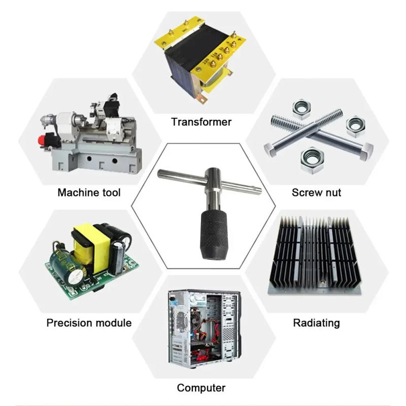 Description Picture 3 of item3-6mm T-shaped Tap Wrench 5pc Hand Tap M3-M8 Tapping Screwdriver Wrench Thread Tapping Hand Tool Set