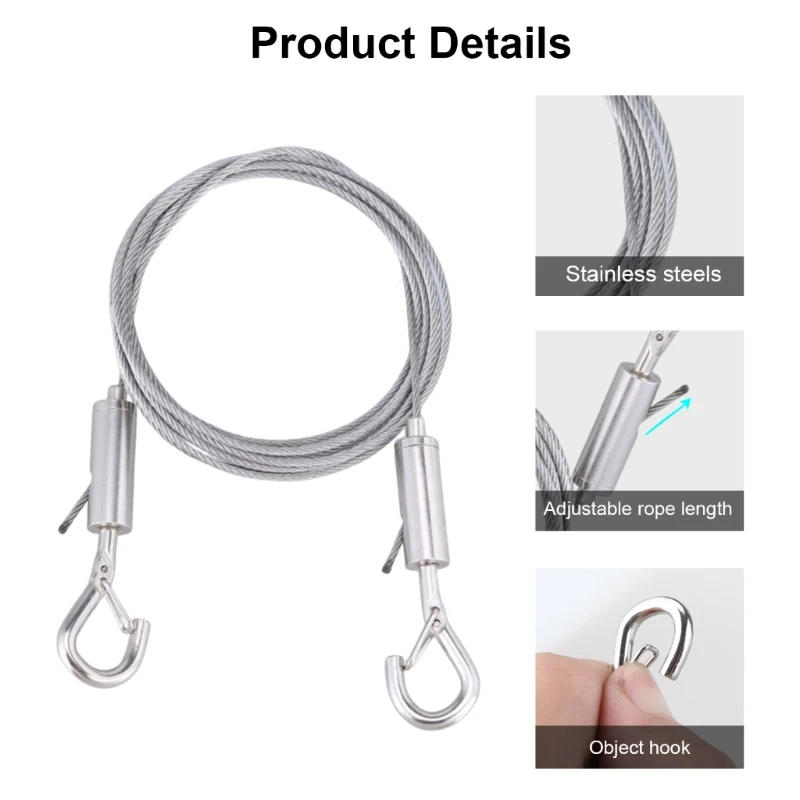 Description Picture 6 of itemStainless Steel Cable Hanging set with Adjustable Spring Hook Practical Hanging Cable Heavy Duty for Various Lengths
