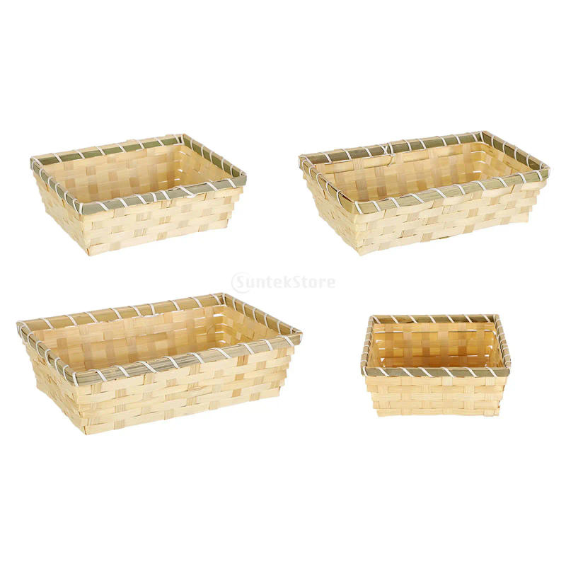 Description Picture 2 of itemMultifunctional Woven Bamboo Storage Bin Snacks Toy Storage Basket Egg Storage Basket Handmade Pallet For Office Kitchen Sundry