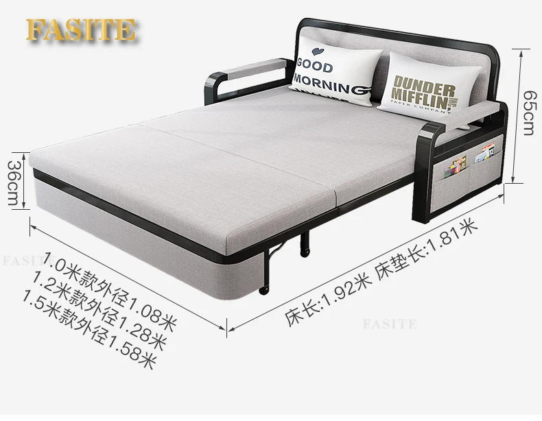 Description Picture 2 of itemDual purpose folding sofa bed, multifunctional telescopic bed, detachable and washable fabric sofa bed, folding bed