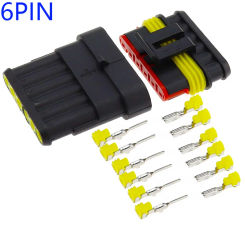 1 Set  6 Pin Super Seal AMP Electrical Connector Automotive Waterproof Xenon Lamp Male And Female Plug For Car
