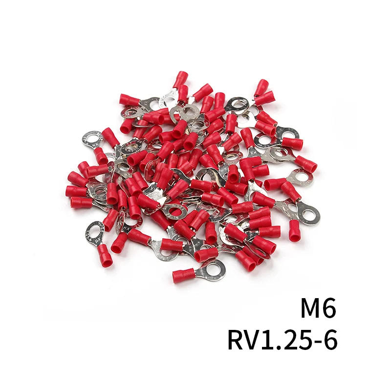 Description Picture 6 of item100/50/10Pcs RV1.25 M3-M8 Red Ring Crimp Terminal Insulated Electric Cable Wire Connector 22-16AWG