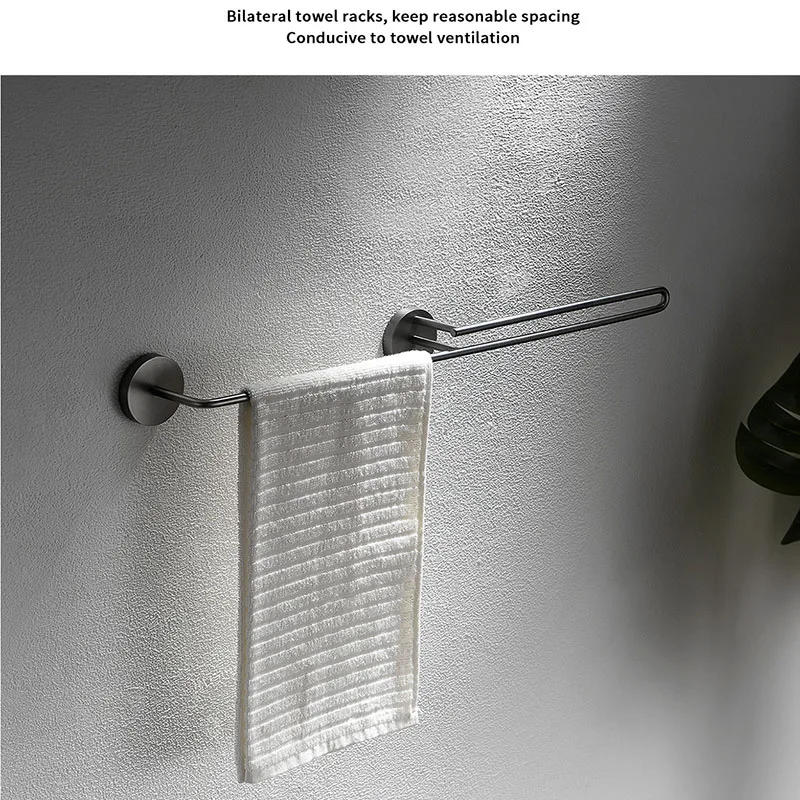 Description Picture 3 of itemGray Bath Towel Rack Stainless Steel Bathroom Shelf Bathroom Towel Rack Toilet Bathroom Hardware Pendant Set
