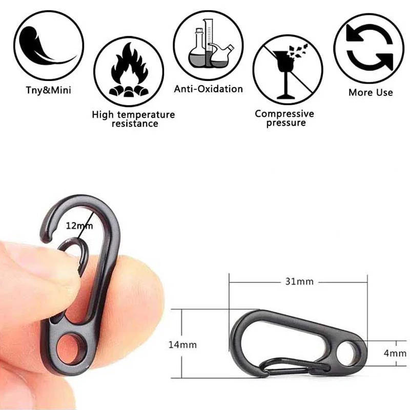 Description Picture 6 of item5Pcs Lobster Clasp Buckle Keychian Mini Carabiners Outdoor Camping Hiking Buckles Alloy Spring Snap Hooks Keychains Tool Clips
