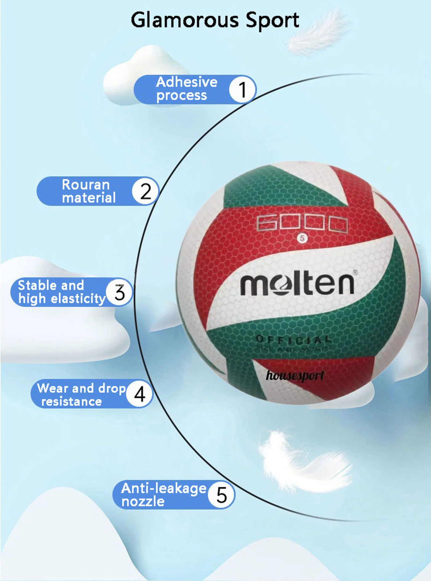 Description Picture 3 of itemVolleyball,Size 5,Sports Gift, Outdoor Sports, Volleyball ball,Training,Optional: air pump + air needle + mesh bag