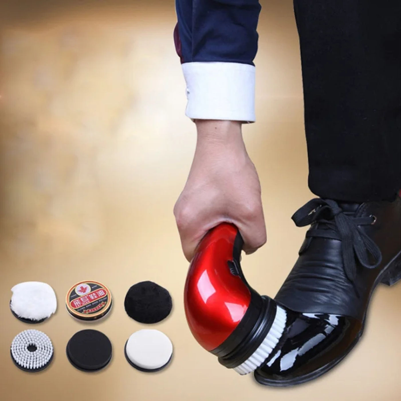 Description Picture 4 of itemPortable Handheld Automatic Electric Shoe Brush Shine Polisher Battery Charging 2 Ways Power Supply Electric Shoe Polisher