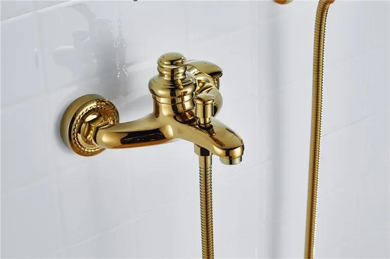 Description Picture 4 of itemGold Bathtub Shower Faucet Set Wall Mounted Antique Bath Bathroom Cold and Hot Bath and Mixer Taps Brass