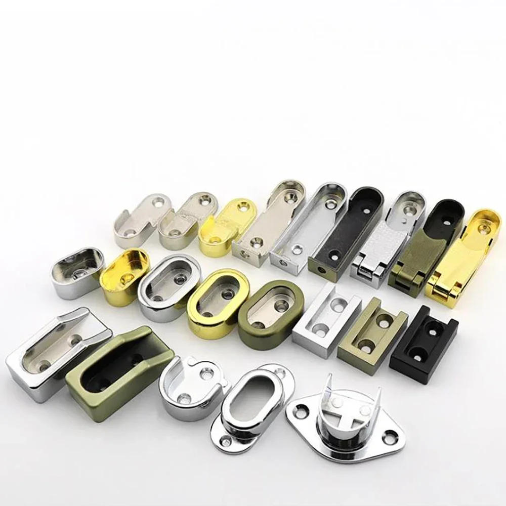 Description Picture 2 of item2 pcs chrome flange clothes tube bracket thickened hidden seat solid clothes pole clothes through seat hardware