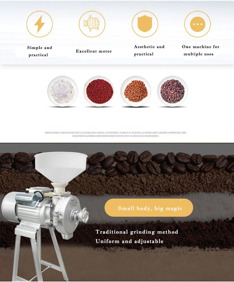 Description Picture 4 of itemElectric Grain Mill Grinder Commercial Grinding Machine for Dry Grain Soybean Corn Spice Herb Coffee Bean Crusher Pulverizer