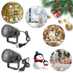 Christmas Snowflake Projector 360 Rotation Christmas Projection Lamp Stage LED Snowflake Light Indoor New Year Party Ornaments