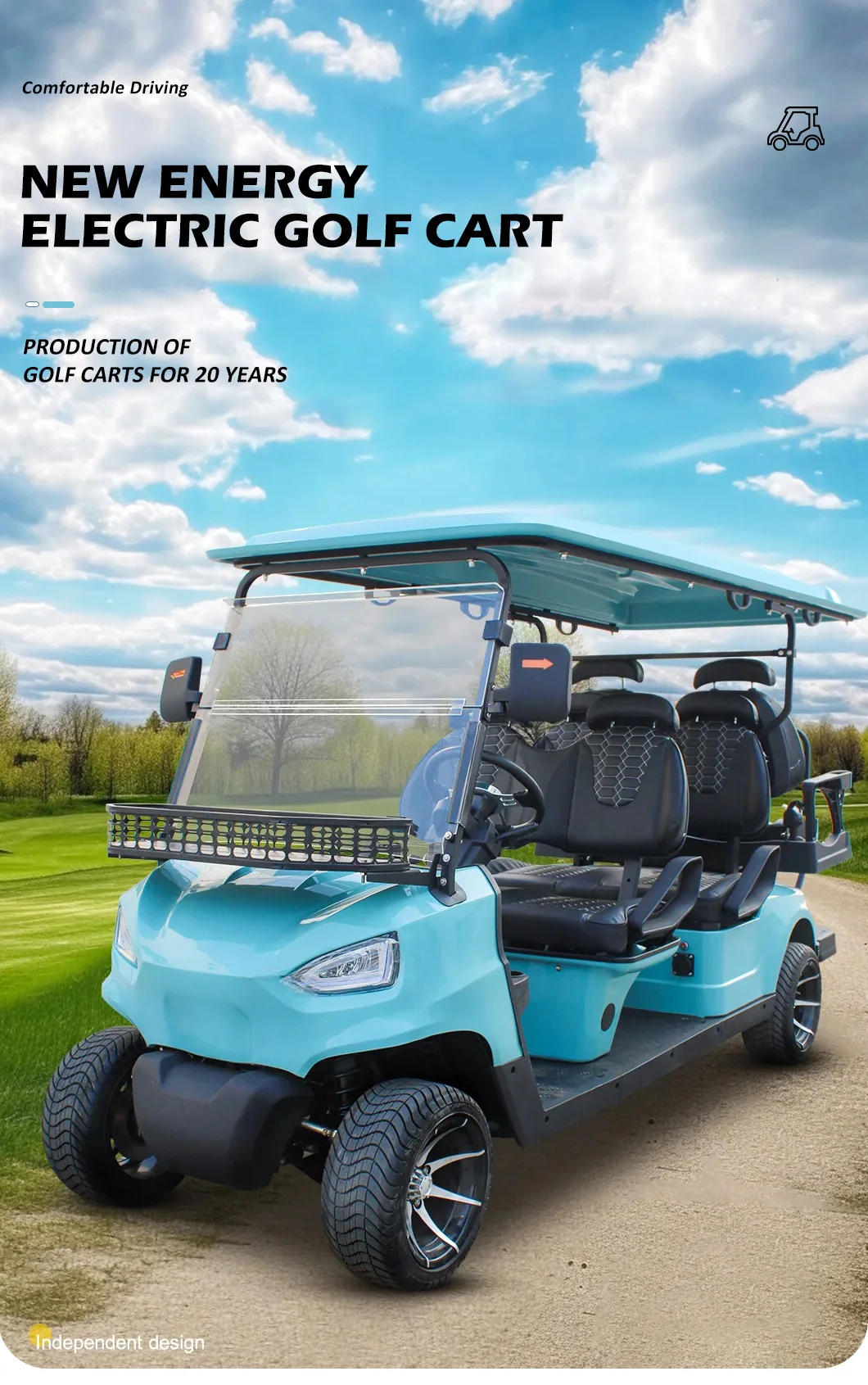 Description Picture 2 of item4 Wheel 4+2 6 Seat Electric Golf Club Car Golf Buggy Cart With Lithium Battery