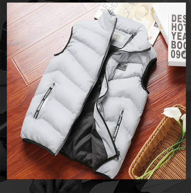 Description Picture 3 of itemVest Jacket Men 2023 New Puffer Sleeveless Coats Mens Solid Color Down Jacket Winter Warm Waistcoat Outwear Windbreaker Clothing