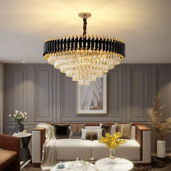 Light Luxury Crystal Pendant Light, Gold Simple Oval Bedroom Lighting, Luxurious And Atmospheric Living Room Lighting