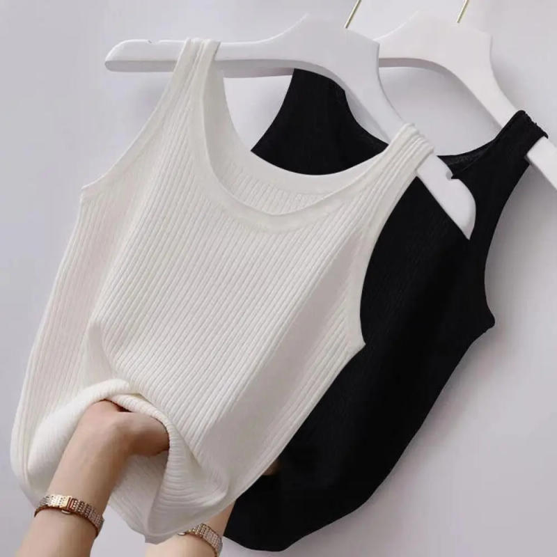 Description Picture 5 of itemSexy Sleeveless Camisole Women Girls Solid Color Basic Top Summer Camisole T-Shirt Streetwear Tees Spring Knitted Tank