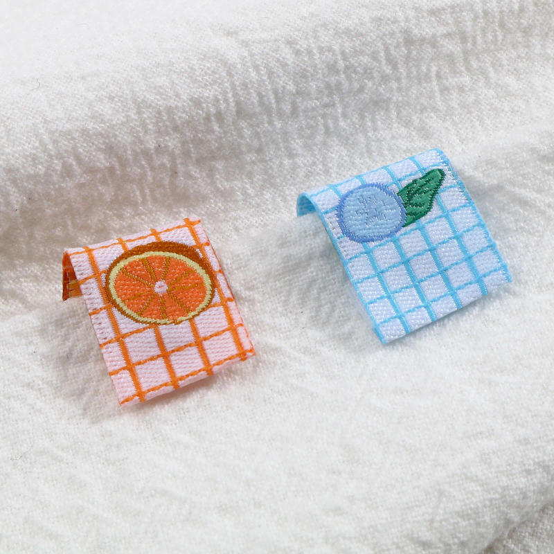 Description Picture 4 of item100pcs Cute Grid Fruit Embroidery Label Tags Kids Garment Fabric Clothes Care Shoes Bag Clothing Care Labels Washable Sewing