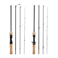 Telescopic Lure Rod Carbon Fiber 1.5M 1.8M 4 Section Portable Fishing Rod  Rods Wooden Handle Casting Fishing Tackle Trout  Rod