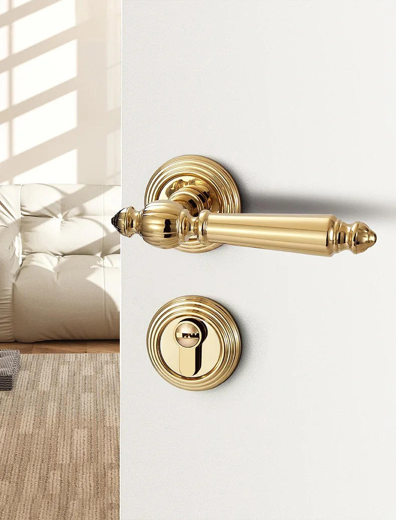 Description Picture 3 of item1 Set of Zinc Alloy Silent Split Lock Indoor Bedroom, Living Room Handle Lock Household Lock Hardware Accessories with Key