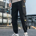 Spring and autumn cargo overalls, men's trendy straight leg loose multi pocket leggings