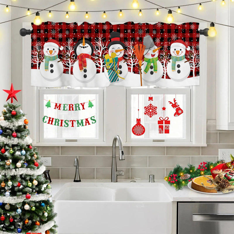 Description Picture 3 of itemZEDLIYU Valances for Windows Kitchen bedroom Living Room Small Window Valance Christmas Snowman Xmas ,Short curtain 54 x 18 Inch