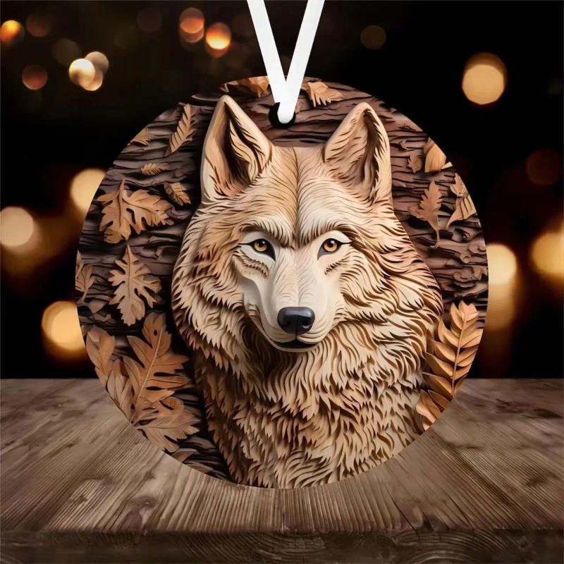 Description Picture 4 of item2D Cross Border Wolf Totem Animal Organic Glass Craft Animal Door Hanging Decoration Wall Hanging Wall Decoration