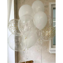 10 pearly white clear sequined balloons for wedding decorations