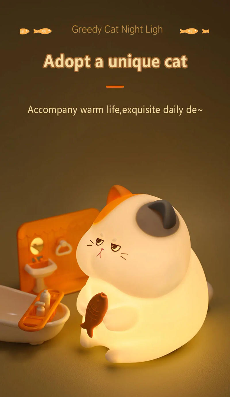 Description Picture 2 of itemCute Kitty Led Night Light Rechargeable Silicone Cat Table Lamp for Toddler Kids Room Bedroom Baby Nursery Lamp Birthday Gifts