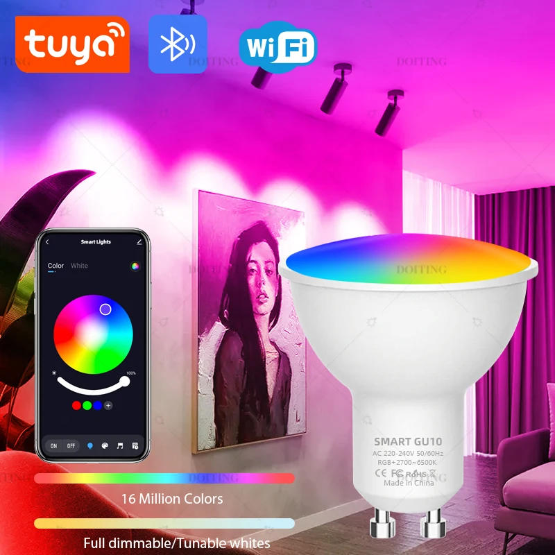 Description Picture 2 of itemTuya Bluetooth WIFI GU10 Light Spotlight RGBCW Color Change Lamps Smart Life APP Dimmable Alexa Google Home Voice Control Group