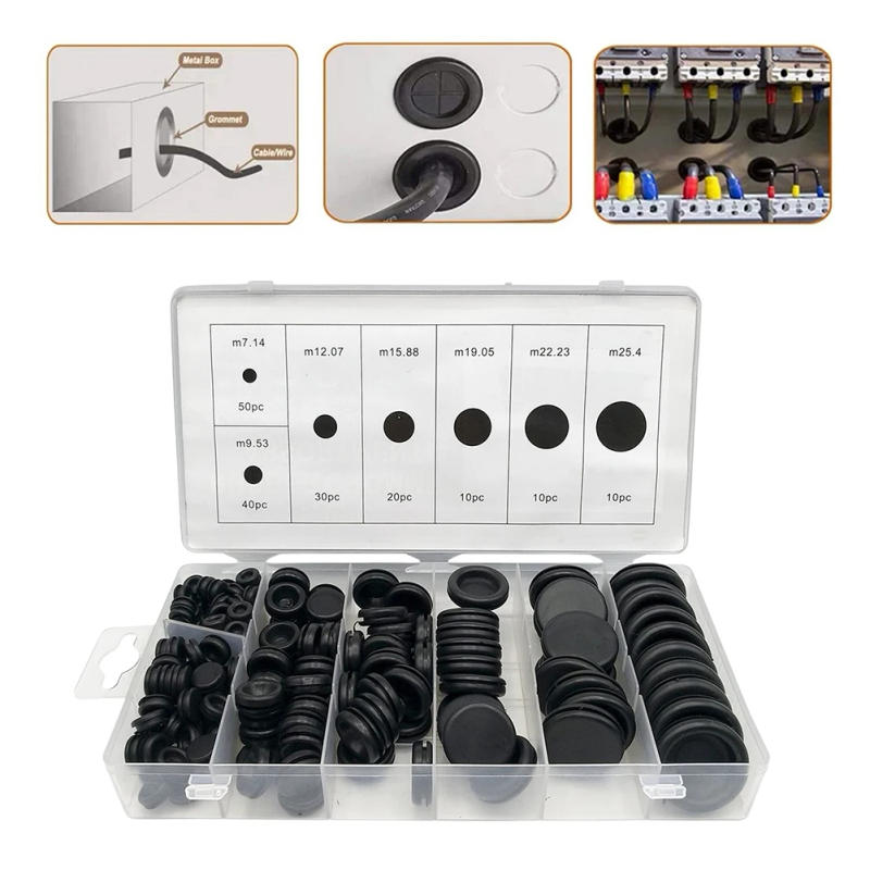 Description Picture 5 of item170pcs Grommets Assortment Kit Single Sided Grommet Firewall Hole Plug Set Boxed Multifunctional for Leakage Faucet/Hose Repair