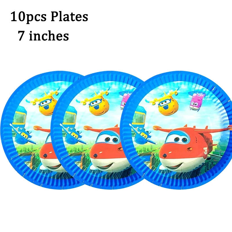Description Picture 5 of itemCartoon Super Wings Party Supplies Kids Birthday Party Disposable Tableware Set Paper Plates Cups Baby Shower Decorations