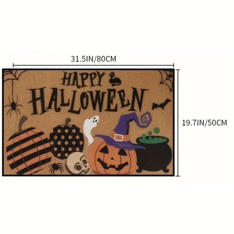 Description Picture 3 of itemSkull Happy Halloween Bathroom Mat Door Pumpkin Entrance Carpet for Kitchen Floor Living Room Rug Entrance Doormat Home Decor