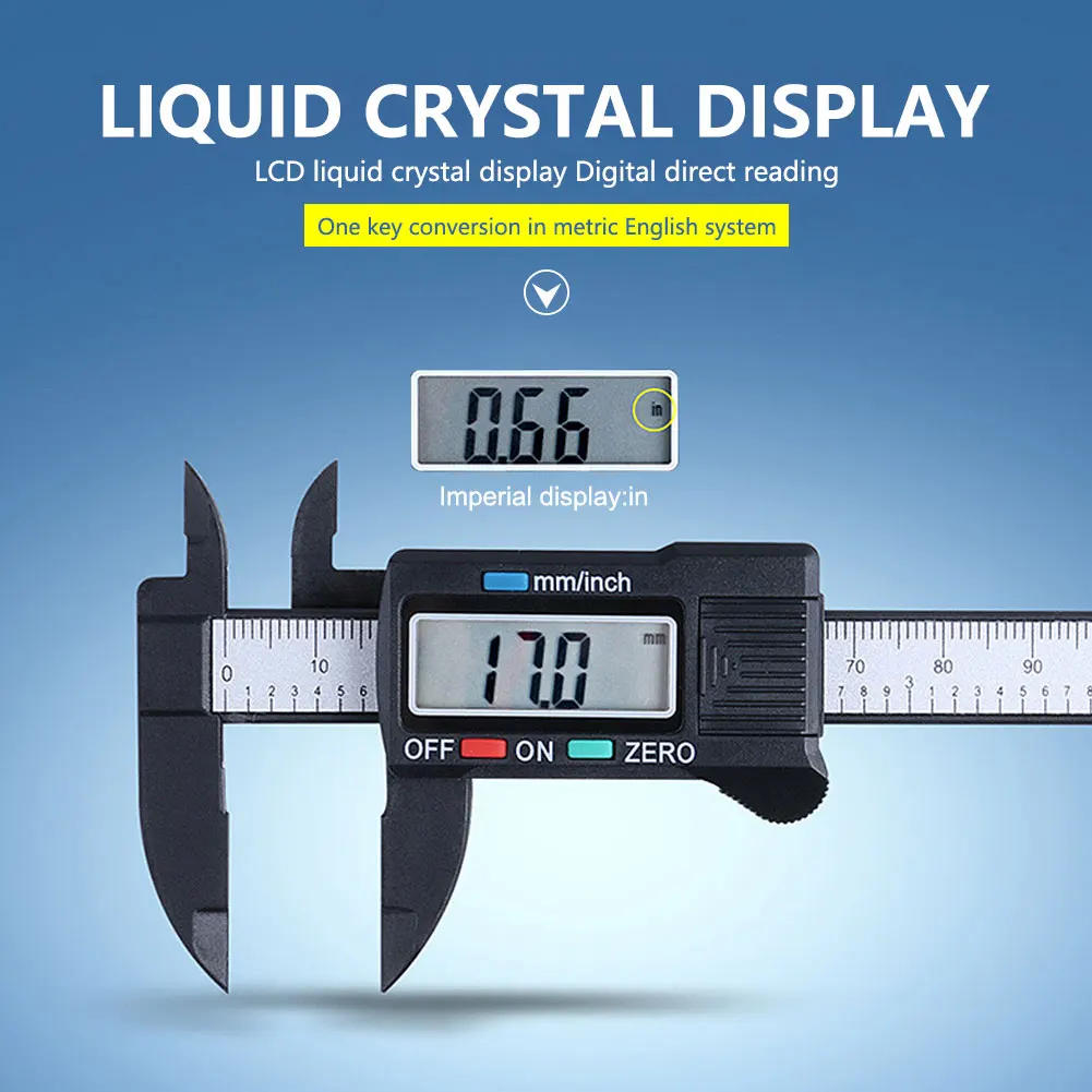 Description Picture 2 of item150mm 100mm Electronic Digital Caliper Carbon Fiber Dial Vernier Caliper Gauge Micrometer Measuring Tool Digital Ruler