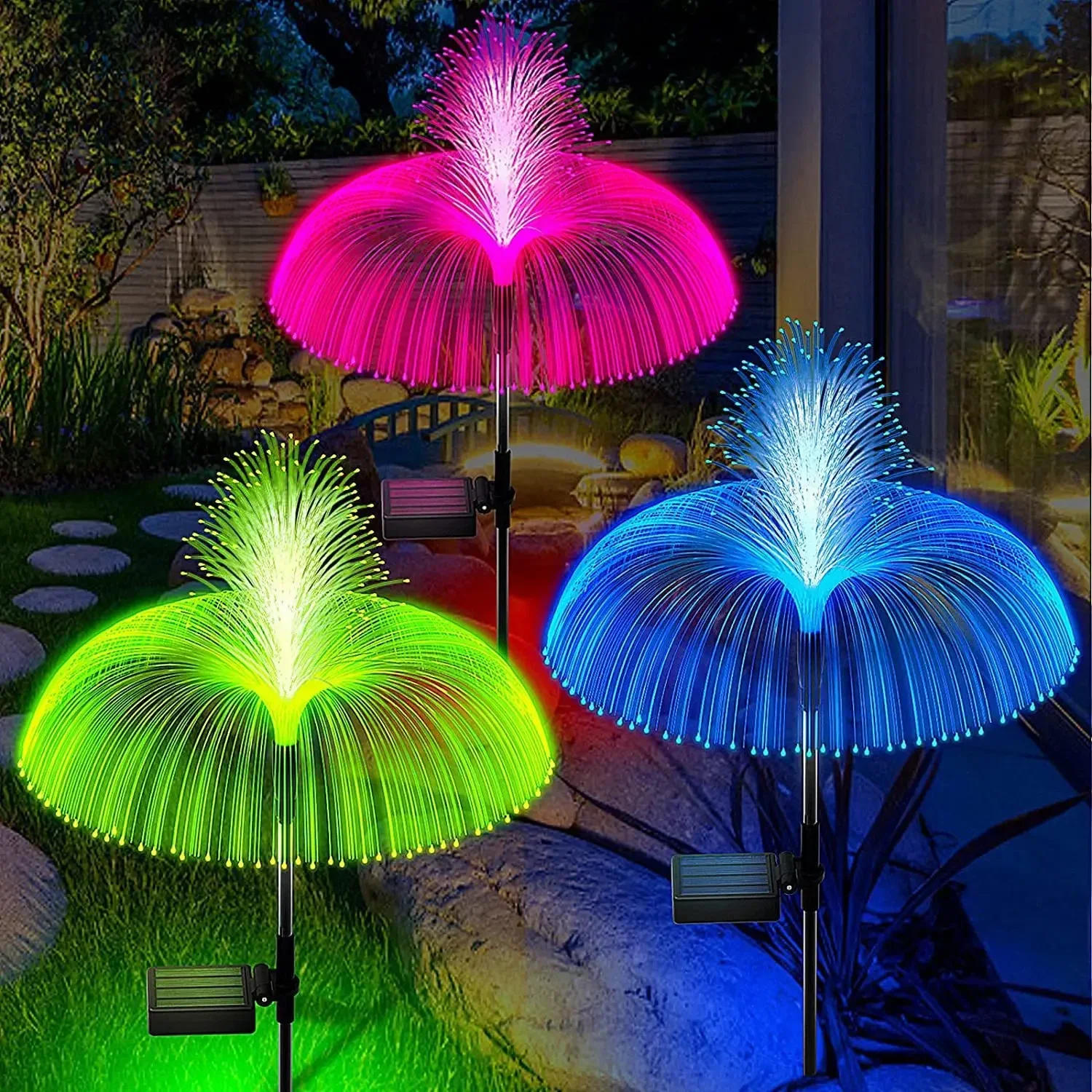 Description Picture 2 of itemSolar waterproof jellyfish lamp, fiber optic garden lawn lamp, courtyard atmosphere decoration, outdoor LED color lamp