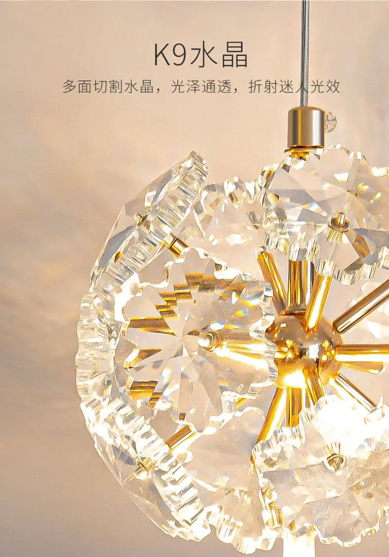 Description Picture 6 of itemLight luxury French crystal bedside chandelier Postmodern Dandelion Creative Dining Room, Dining Room, Bedroom Ceiling Light