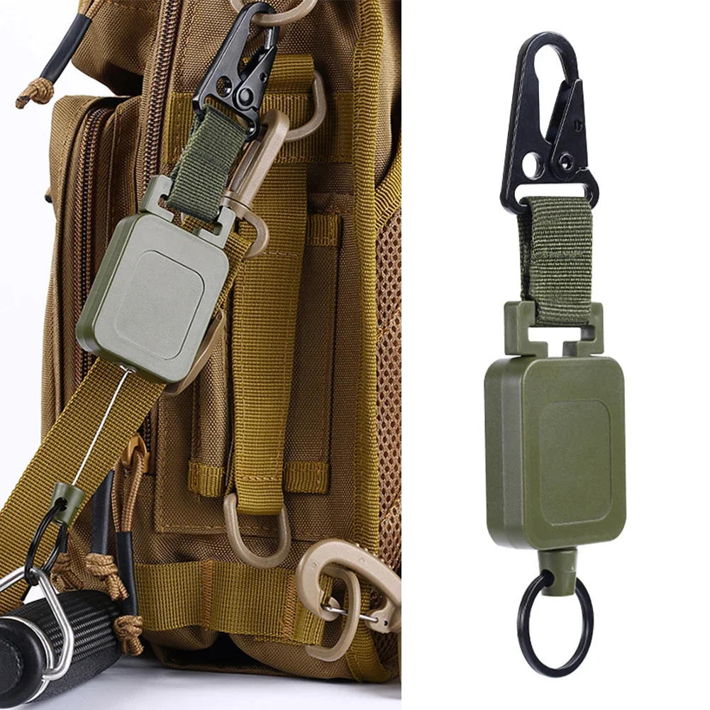 Description Picture 2 of item60cm High Quality Steel Wire Retractable Badge Reels Multi-purpose Tactical Backpack Hooks Outdoor Fishing Climbing Accessories