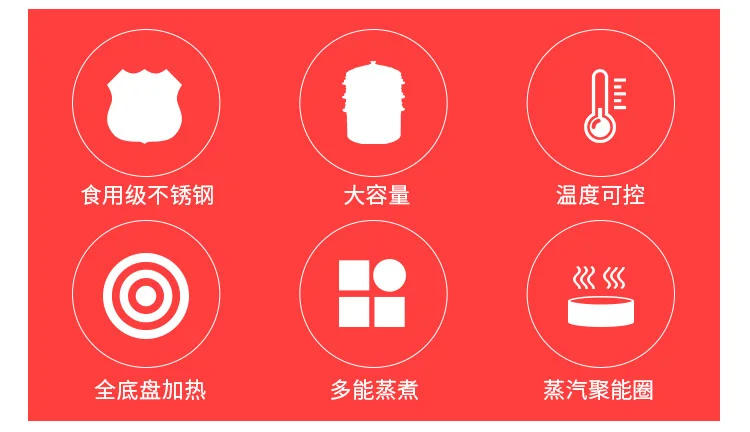 Description Picture 3 of itemElectric Steamer Stainless Steel Commercial Steamer Pot Timed Large-capacity Steam Pot Steamed Cook Food Warmer Freeshipping