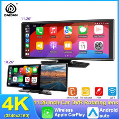 10/11.26 inch Dash Cam 4K Car DVR: Wireless Carplay & Android Auto, GPS Navigation, Video Recorder Dashboard , Wifi, FM, AUX