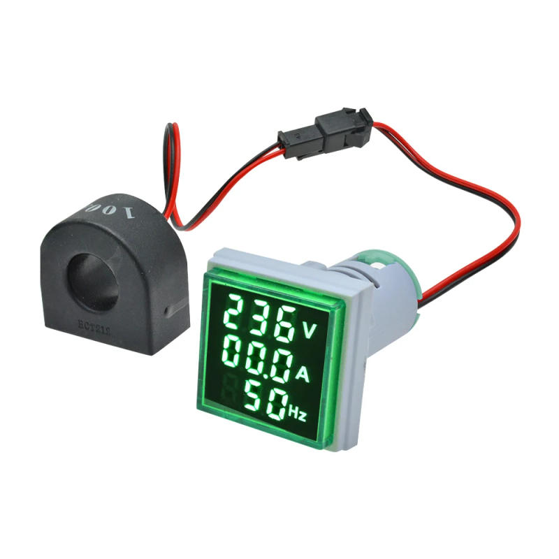 Description Picture 6 of item22MM Square Mini 3in1 Digital Display AC Voltage and Current Hertz Meter 0-100A 60-500V Indicator Tester Electrical Instruments