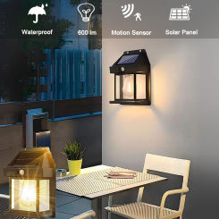 Outdoor Solar Wall Lamp Waterproof Human Induction Tungsten Filament Lamp PIR Motion Household Garden Villa Retro Lighting