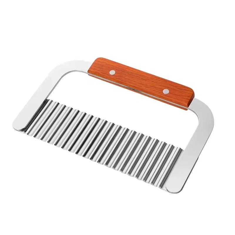 Description Picture 3 of itemStainless Steel Potato Chip Slicer Dough Vegetable Fruit Crinkle Wavy Slicer Knife Potato Cutter Chopper French Fry Maker Tools