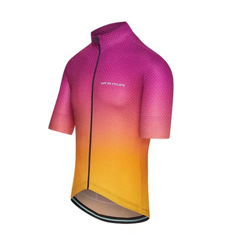 Description Picture 5 of itemCafe Du Cycliste Summer Men's Short Sleeve Cycling Jerseys Quick Dry Breathable Black/White Bike Clothing Ciclismo Maillot Tops